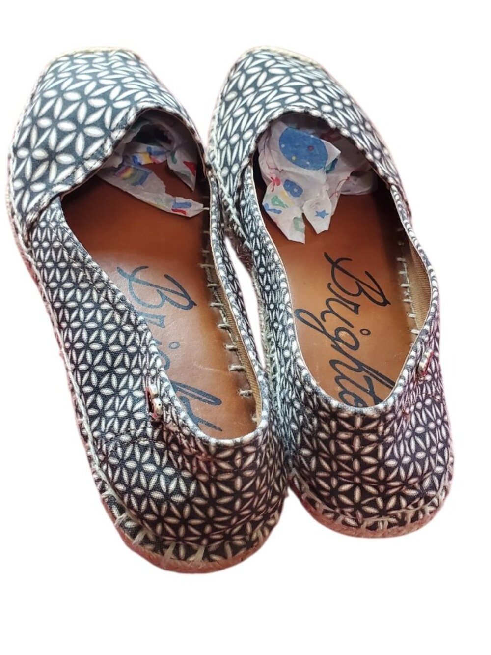 Brighton Womens Geometric Print Espadrille Flats Casual Slip-On Shoes Black SZ 9 - Picture 7 of 14